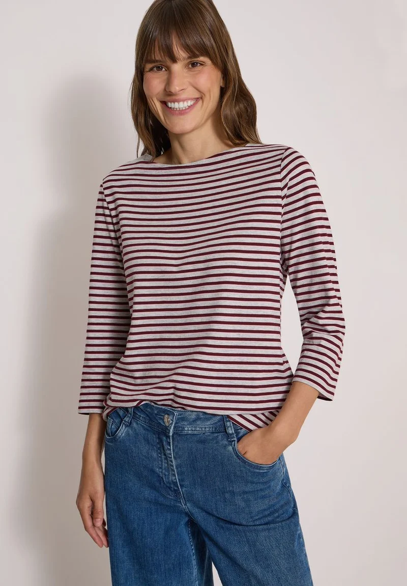 3/4-Arm Shirt mit Boat Neck und Streifen