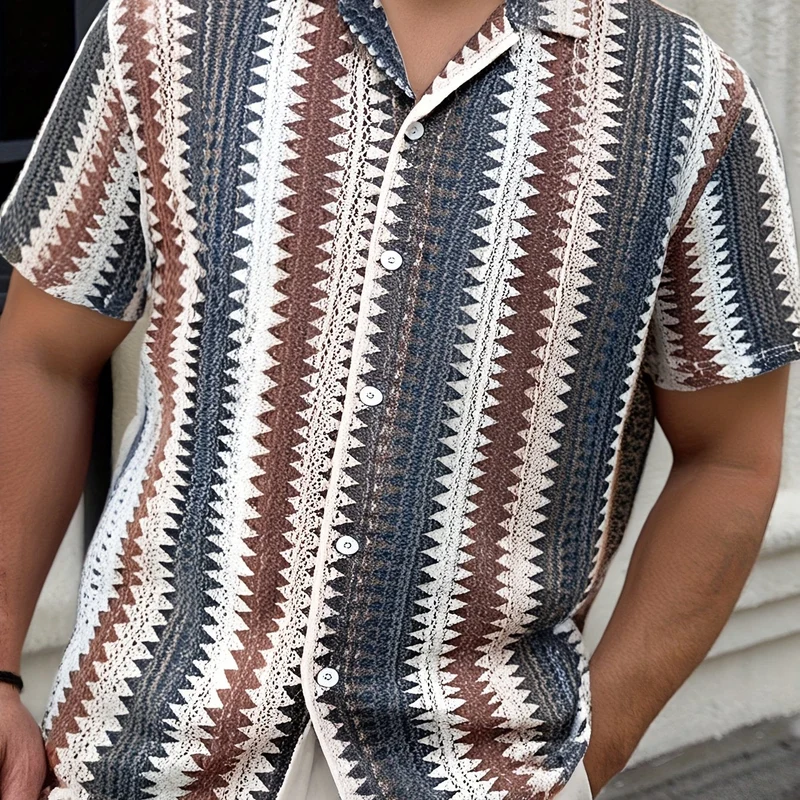 Herren Sommerhemd | Luftiges Kurzarmshirt aus gewebtem Stoff für Freizeit, Strand und Urlaub