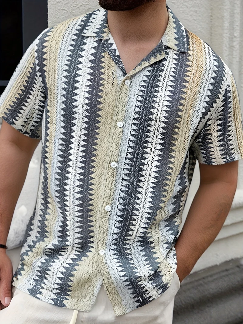 Herren Sommerhemd | Luftiges Kurzarmshirt aus gewebtem Stoff für Freizeit, Strand und Urlaub