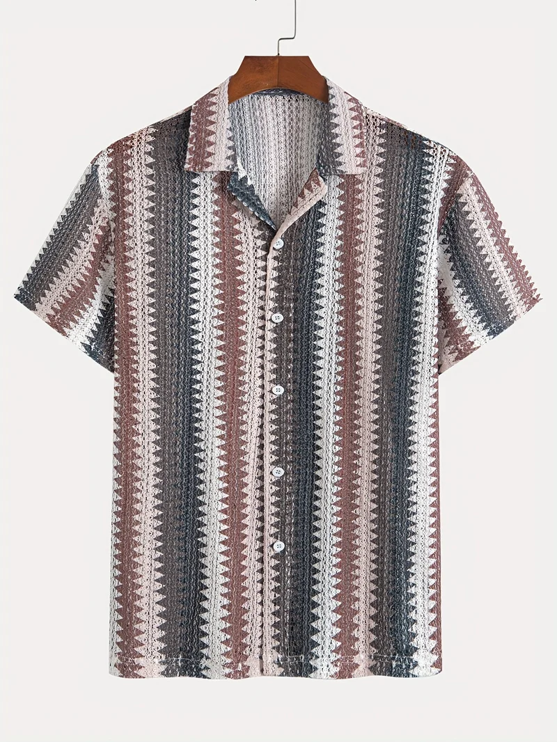 Herren Sommerhemd | Luftiges Kurzarmshirt aus gewebtem Stoff für Freizeit, Strand und Urlaub
