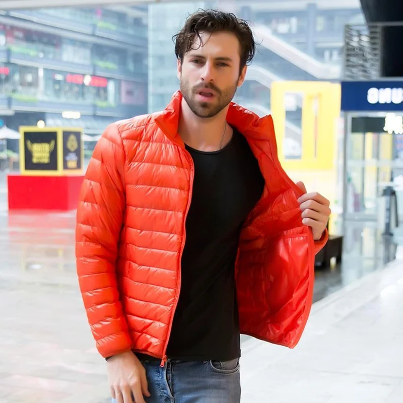 Herren Daunenjacke | Winter Steppjacke mit Stehkragen und leichter Wattierung