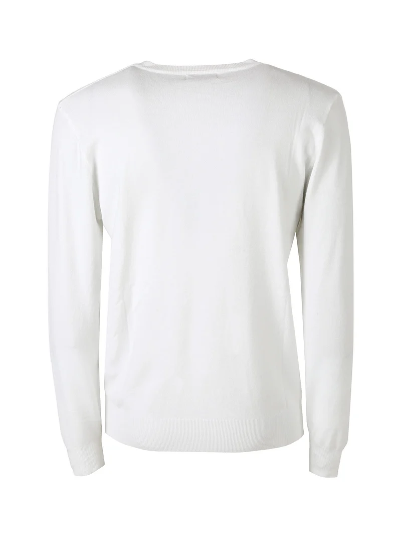 Maglia uomo con scollo a V tinta unita - bianco