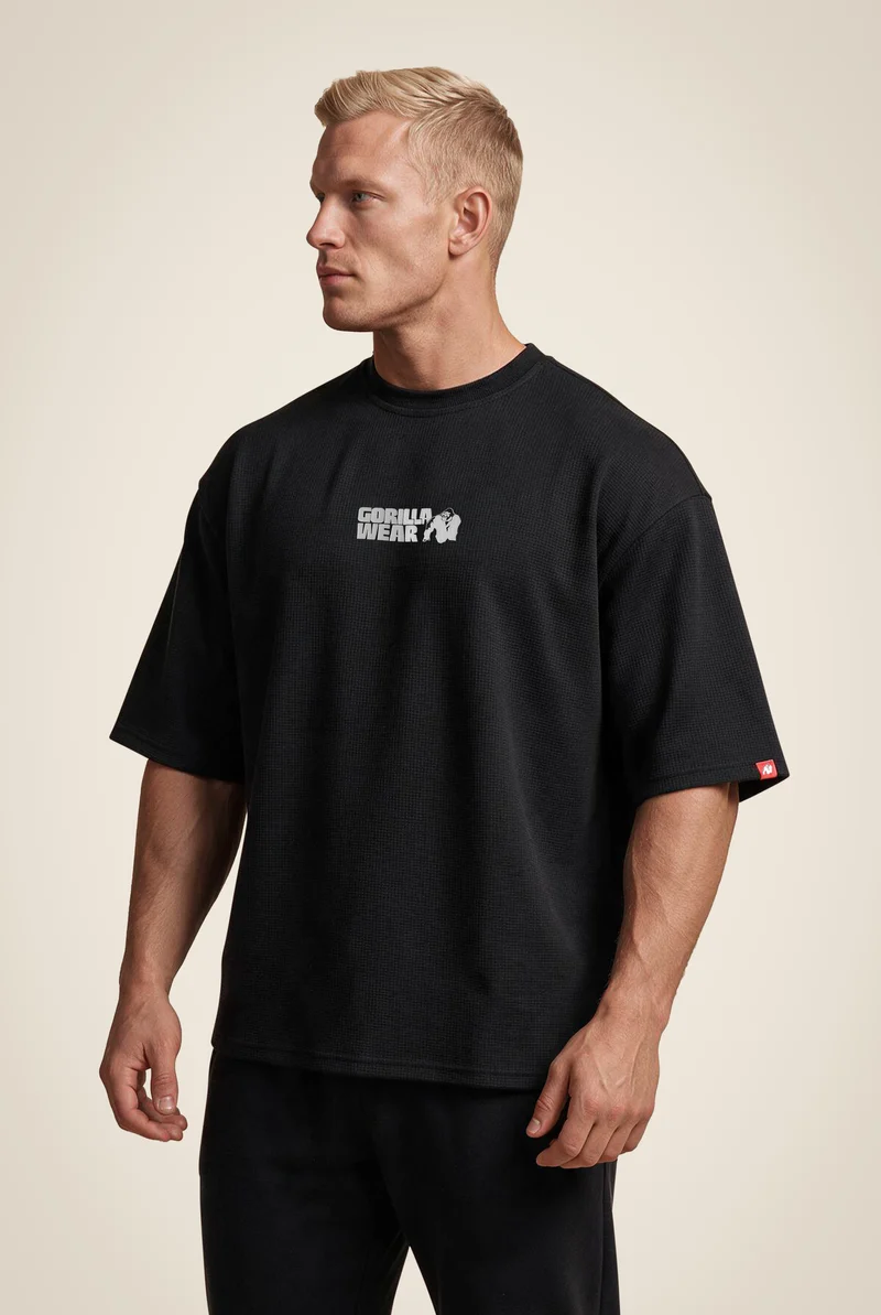Idaho Oversized Waffle T-Shirt - Black