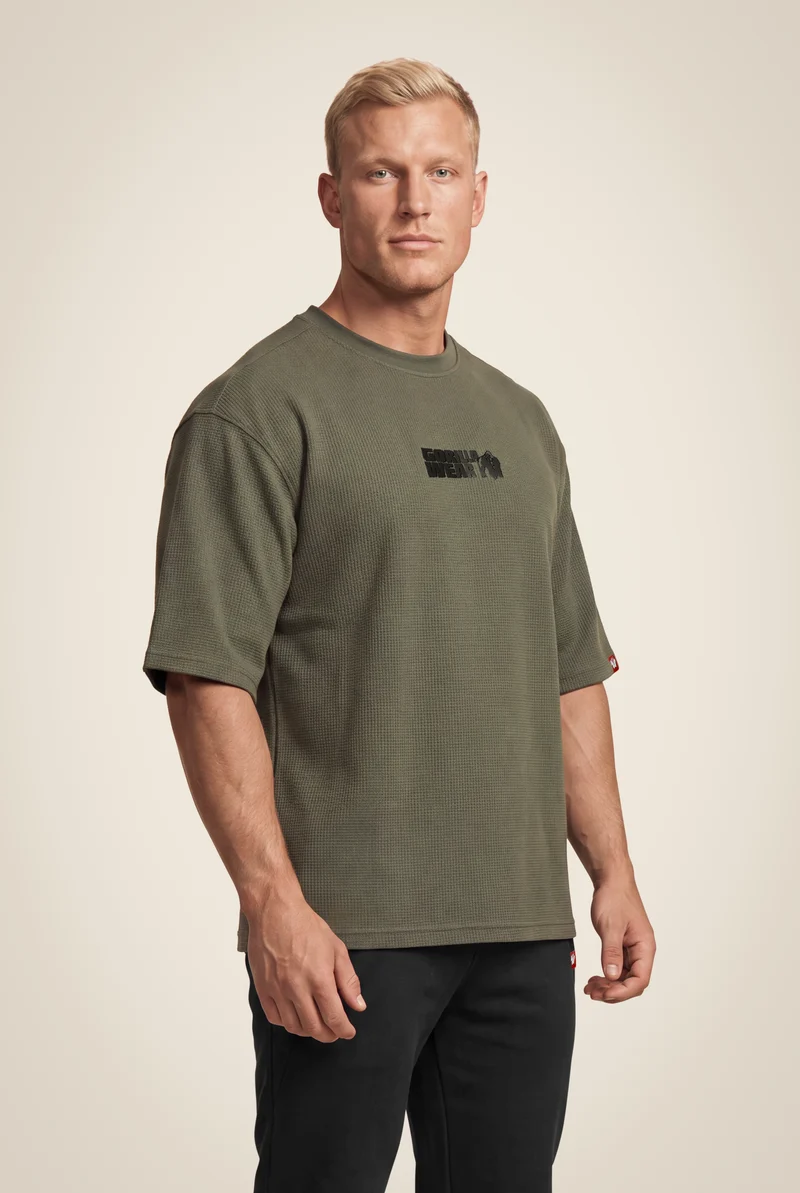 Idaho Oversized Waffle T-Shirt - Army Green