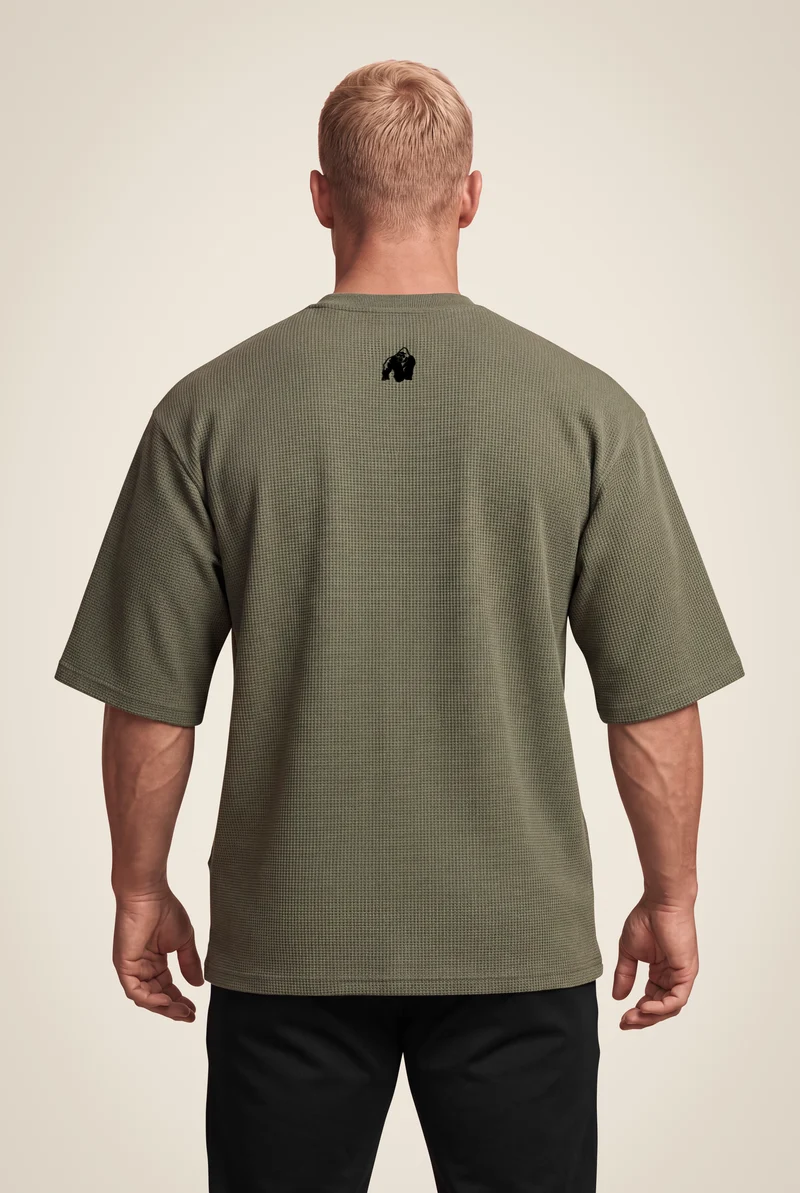 Idaho Oversized Waffle T-Shirt - Army Green