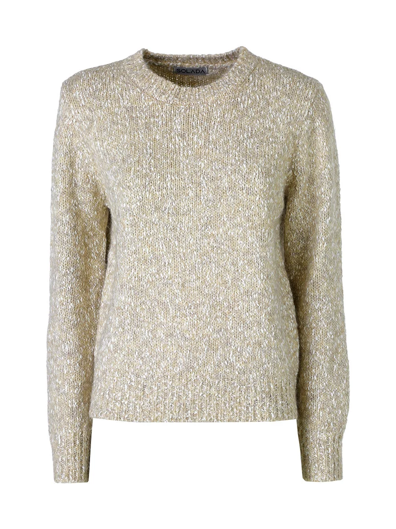 Maglione girocollo da donna in filato bouclè - beige