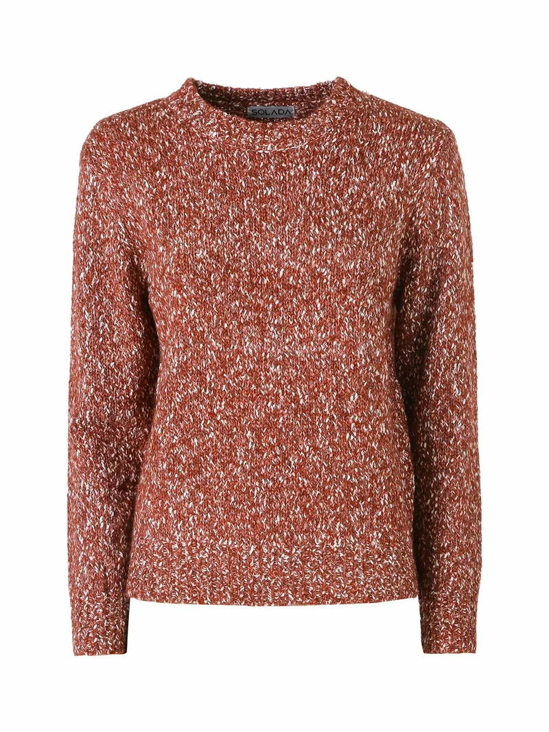 Maglione girocollo da donna in filato bouclè - bordeaux