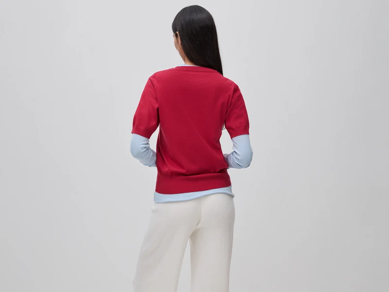 Kurzärmeliger Trikotpullover