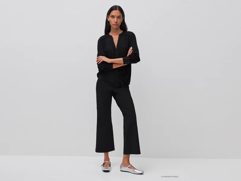 Elegante Trompetenhose aus einem Stretch-Viskose-Mischgewebe
