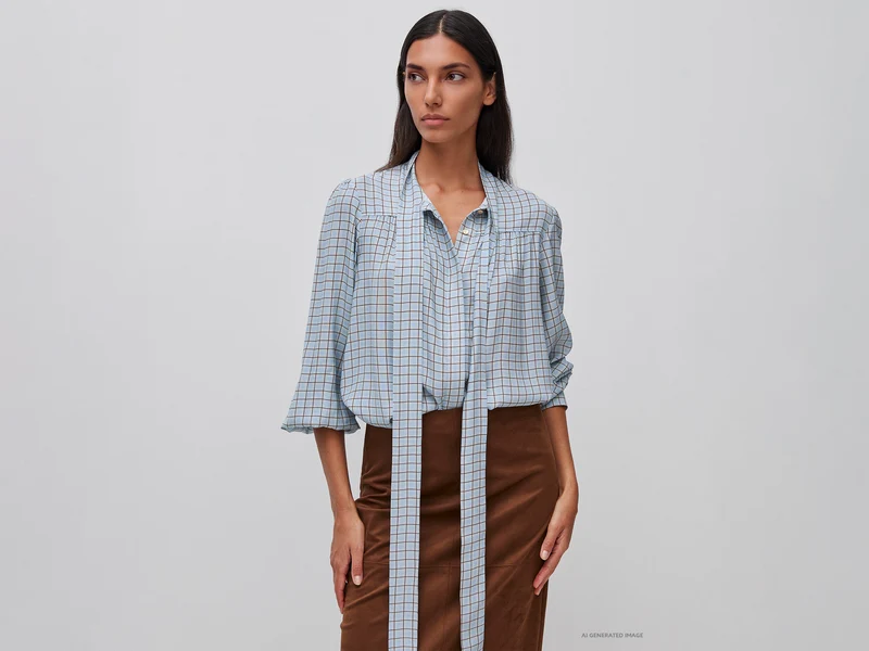 Vichy-Bluse mit Schleife
