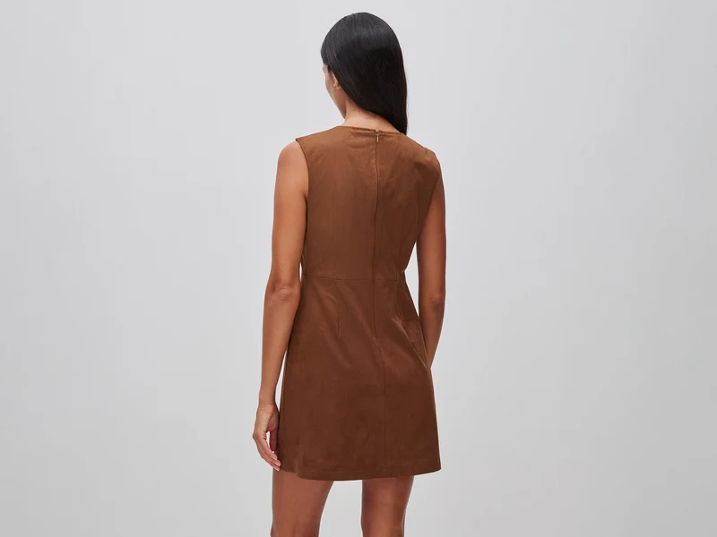 Ärmelloses Kleid in Wildlederoptik