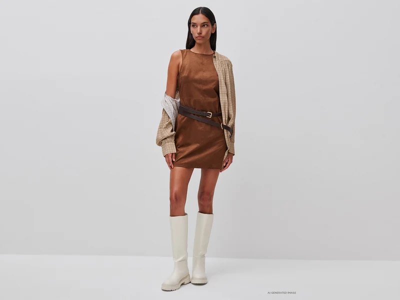 Ärmelloses Kleid in Wildlederoptik