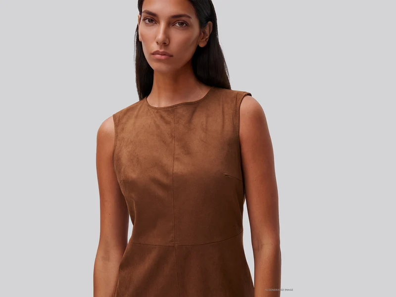 Ärmelloses Kleid in Wildlederoptik