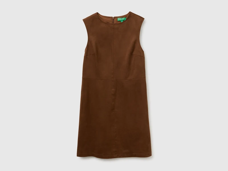 Ärmelloses Kleid in Wildlederoptik