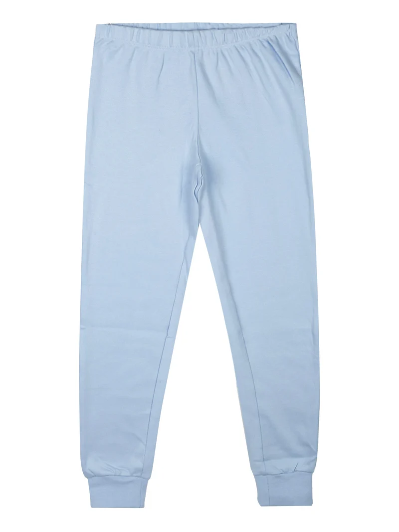 Pigiama lungo da bambina in cotone interlock - azzurro
