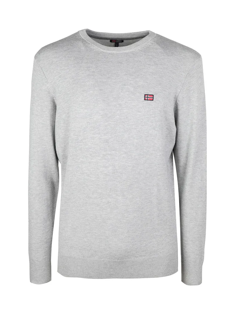 Pullover girocollo da uomo in maglia tinta unita - grigio chiaro