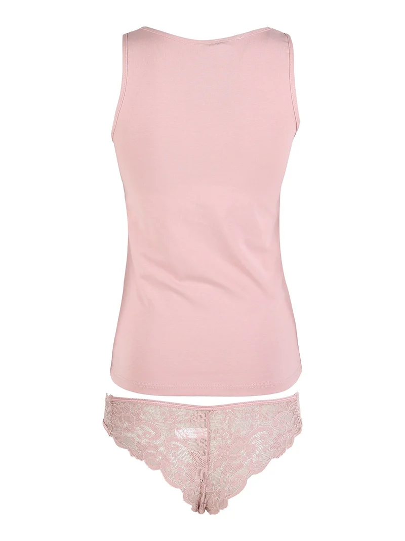 Coordinato intimo donna in pizzo con top e brasiliana - rosa