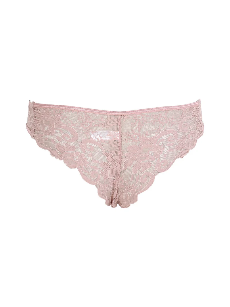 Coordinato intimo donna in pizzo con top e brasiliana - rosa
