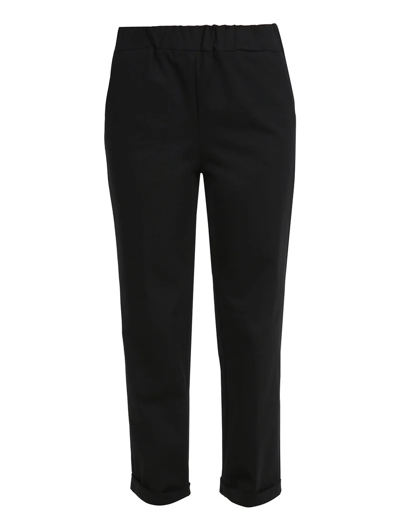Pantaloni donna casual con risvolto - nero