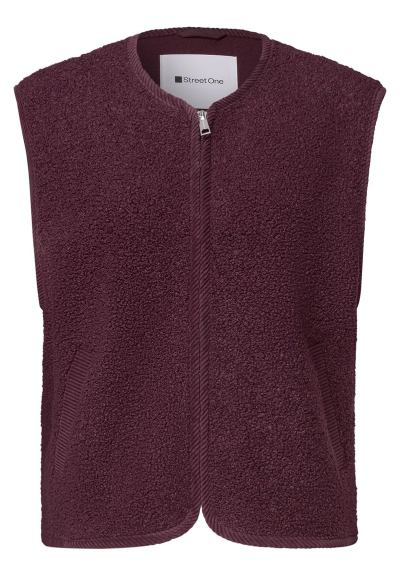Teddy-Weste mit Zipper und Corddetails