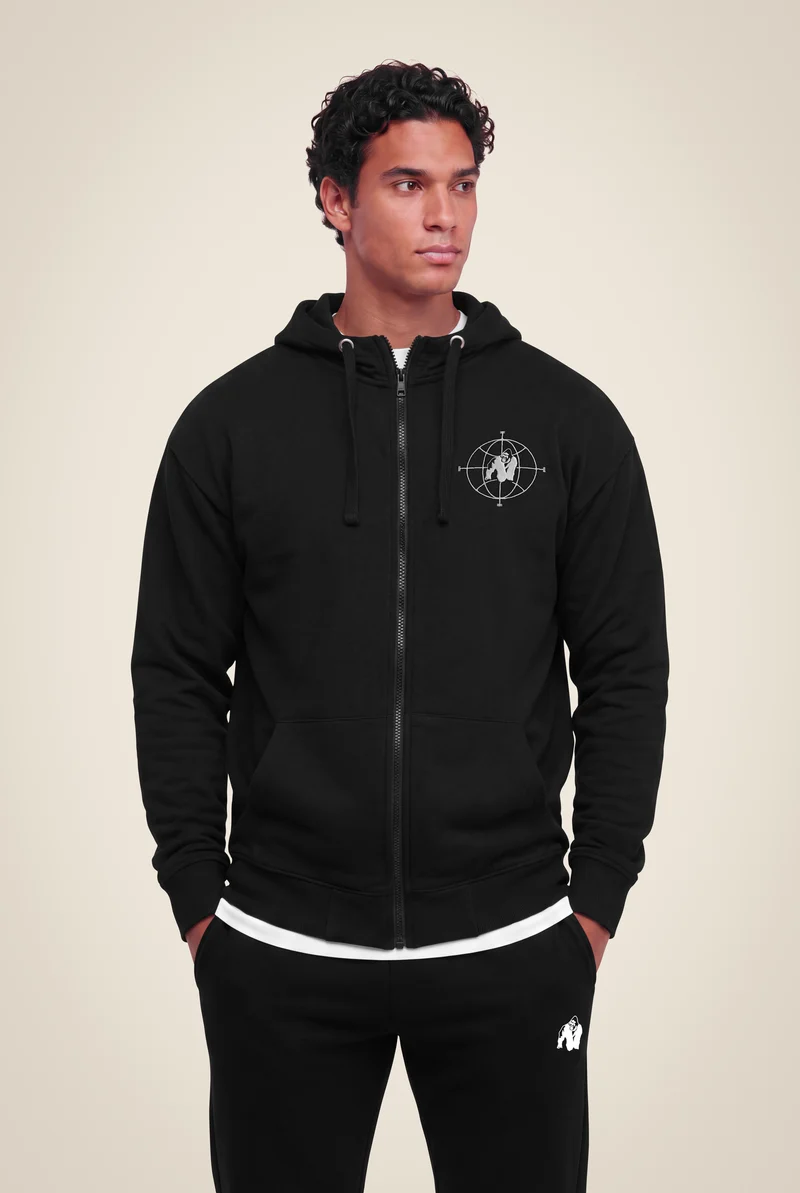 Scofield Zipped Hoodie - Black