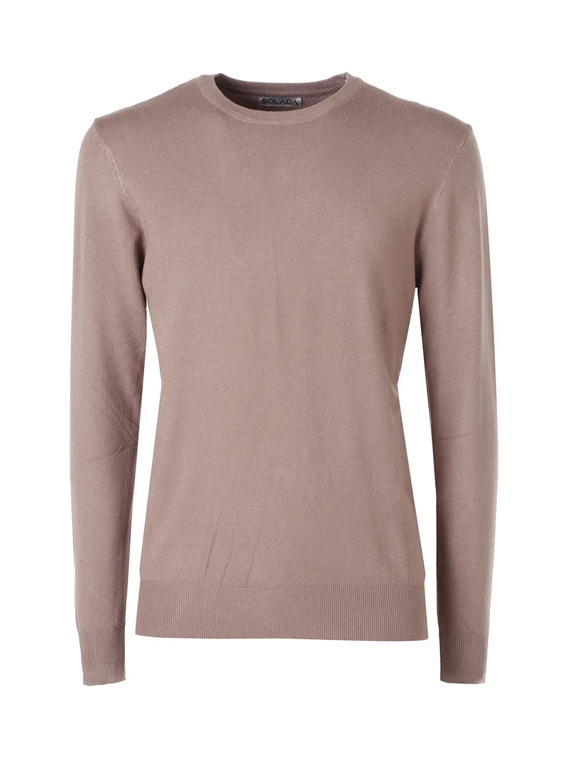 Maglia girocollo da uomo in tinta unita - taupe