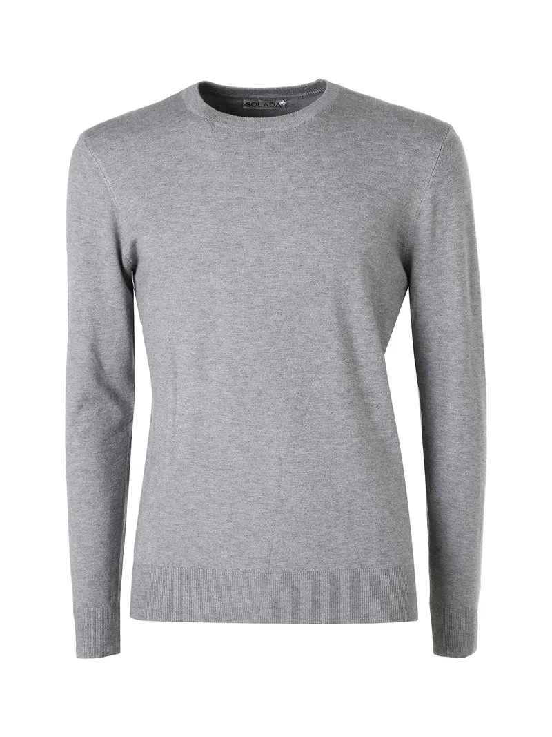 Maglia girocollo da uomo in tinta unita - grigio