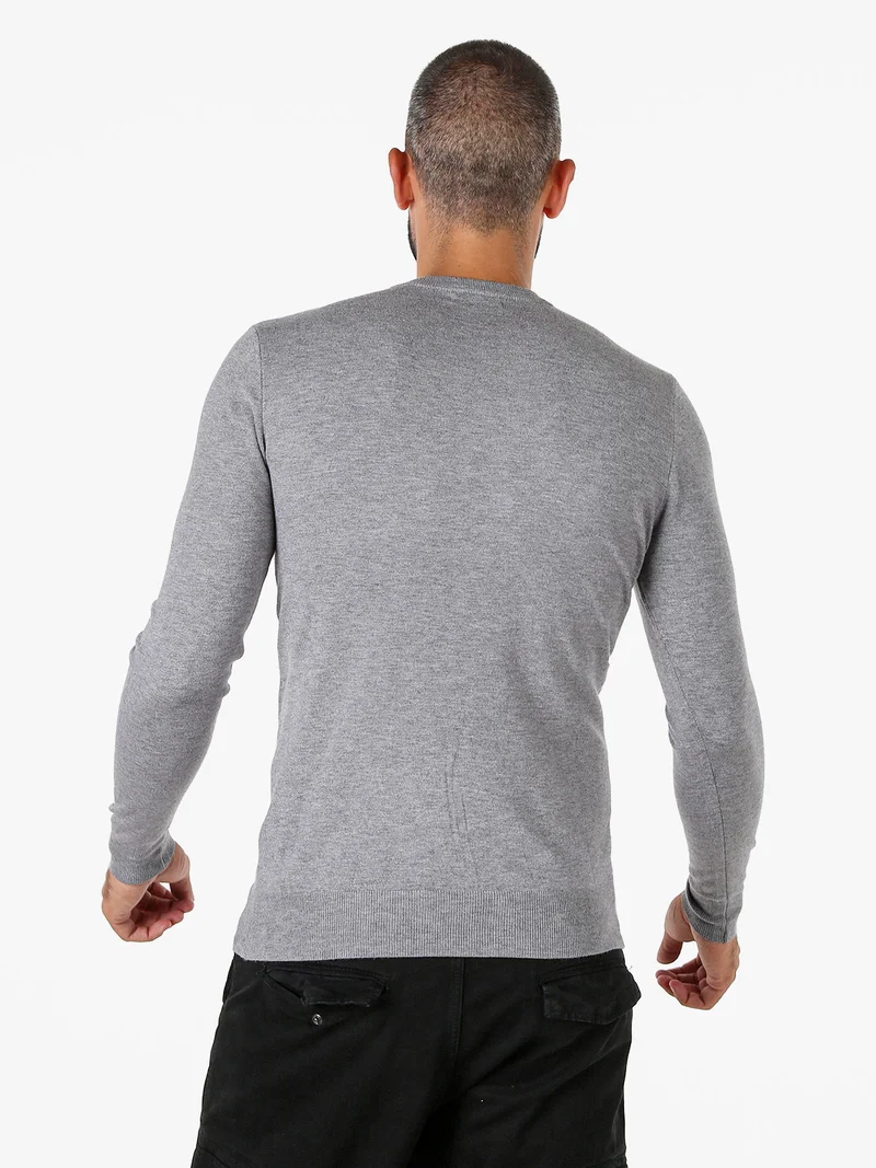 Maglia girocollo da uomo in tinta unita - grigio