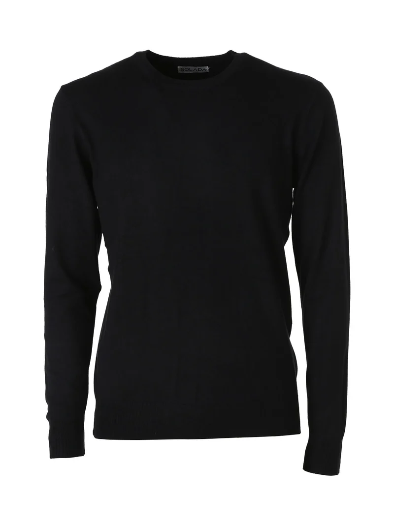 Maglia girocollo da uomo in tinta unita - nero