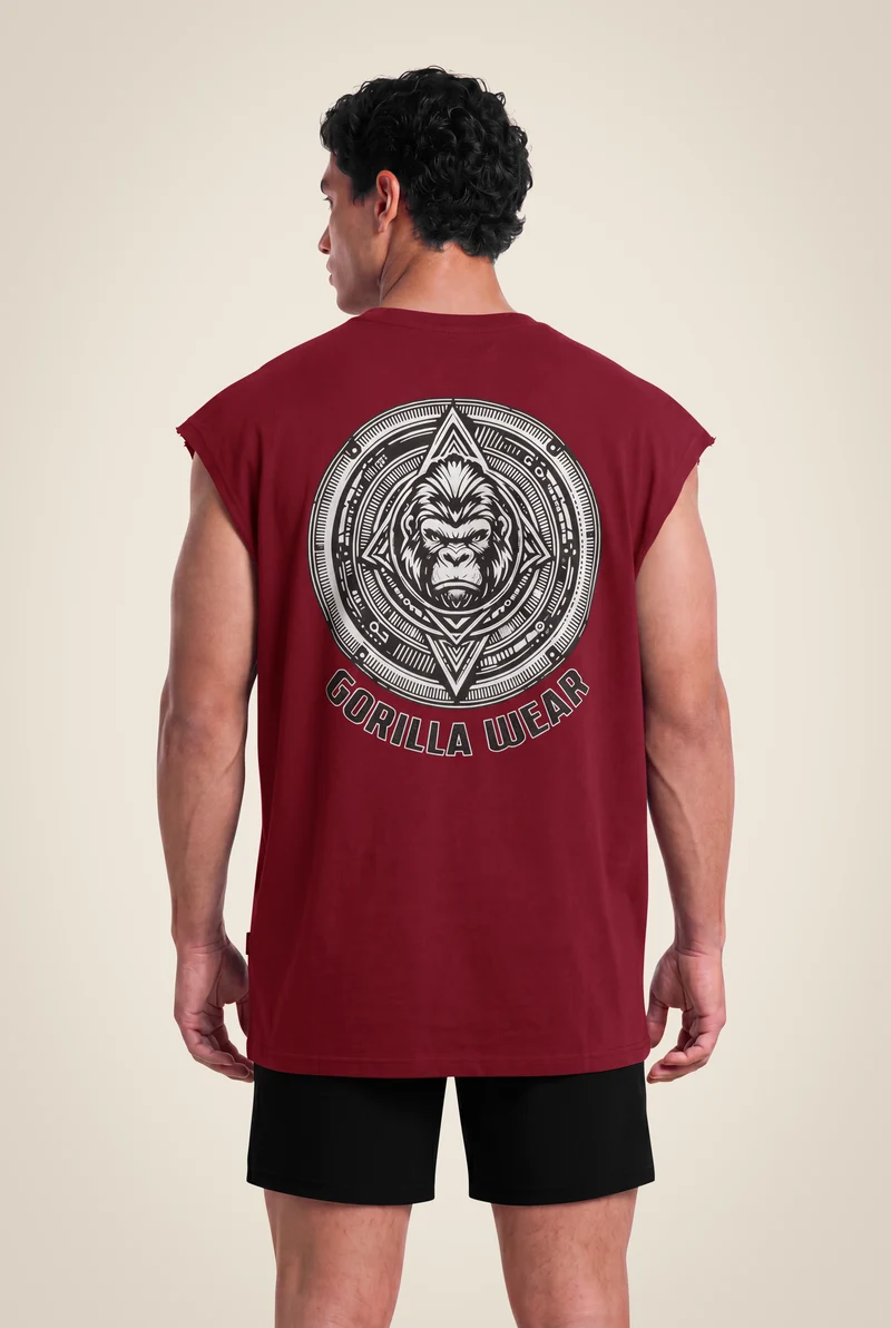 Bouse Cut Off Tank Top - Burgundy