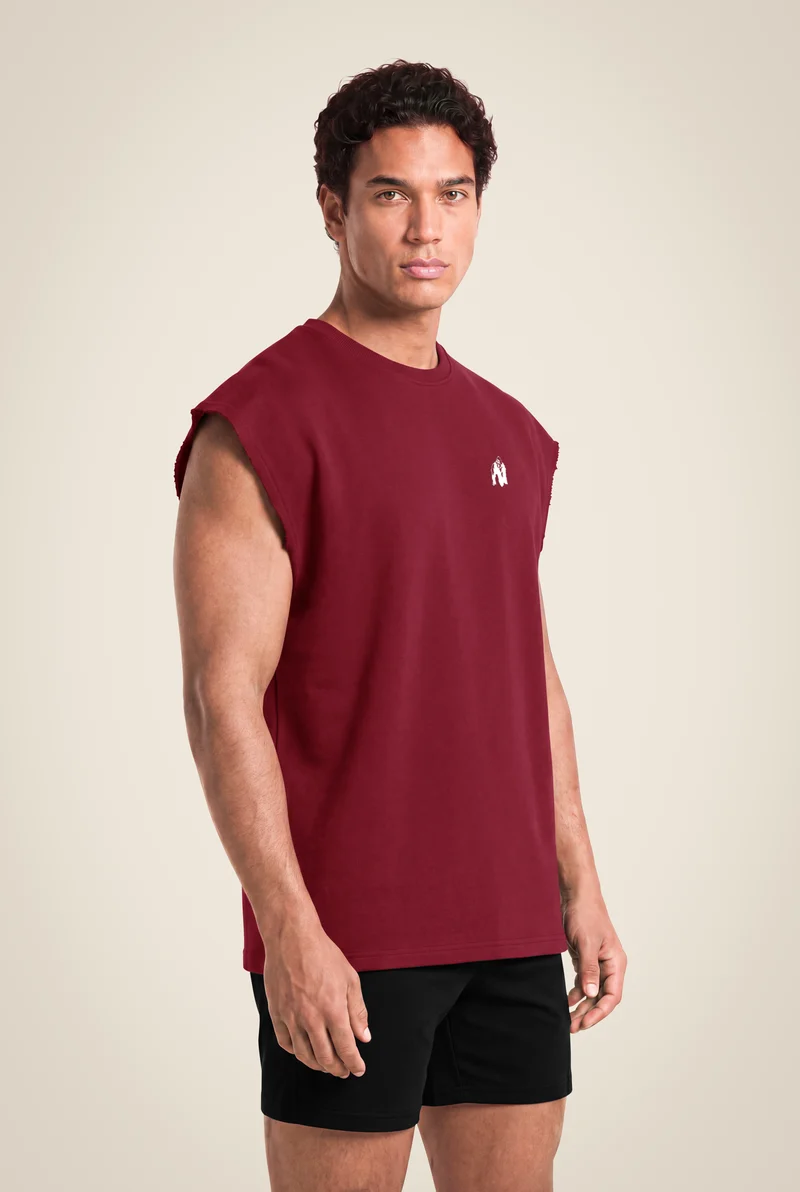 Bouse Cut Off Tank Top - Burgundy