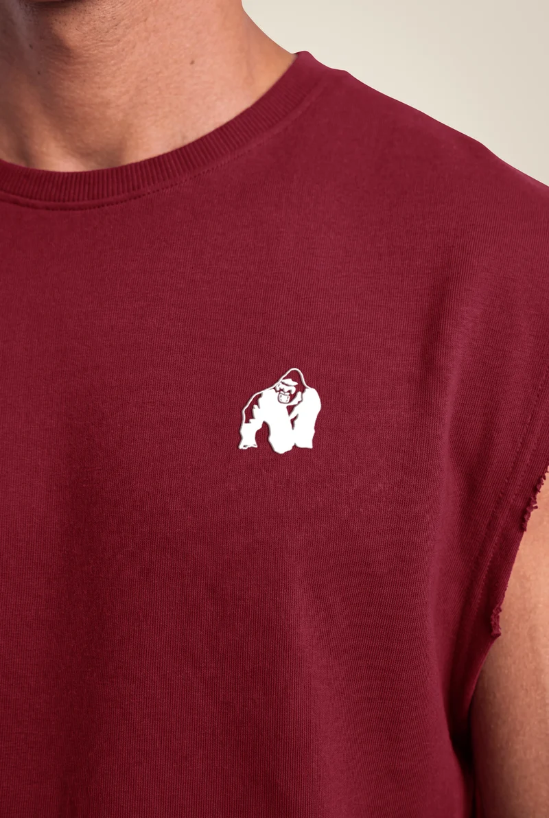 Bouse Cut Off Tank Top - Burgundy