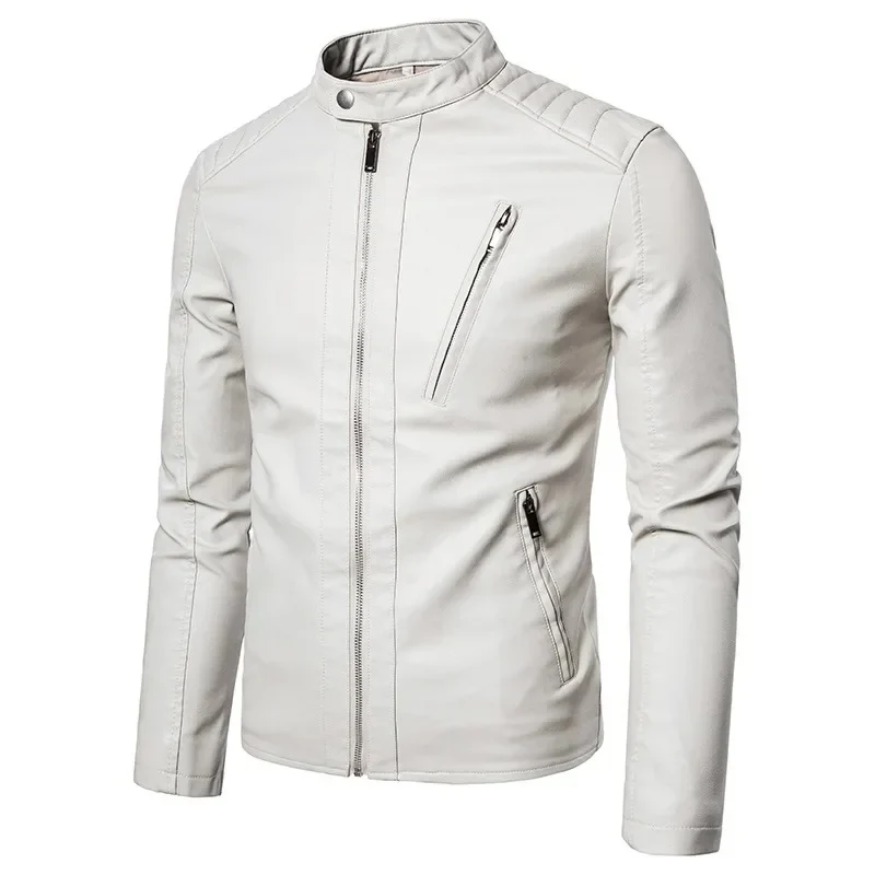 Elegant Stand Collar Leather Jacket