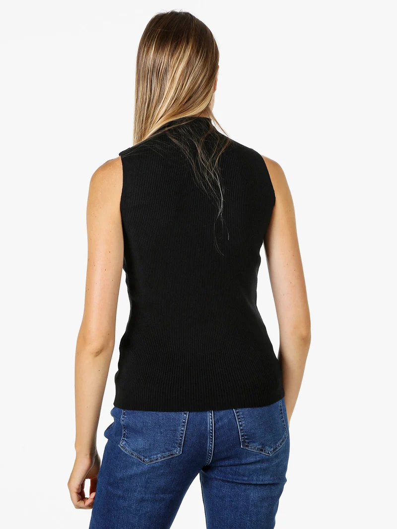 Maglia smanicata da donna con scollo a lupetto - nero