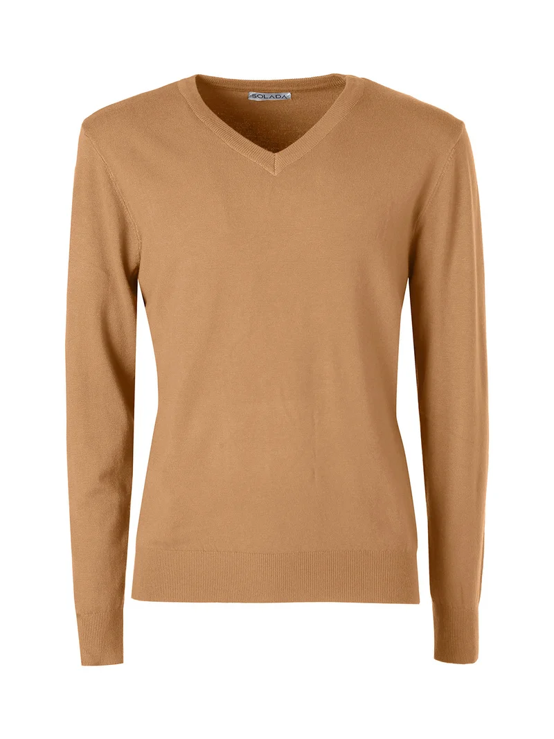 Maglia uomo con scollo a V tinta unita - arancione