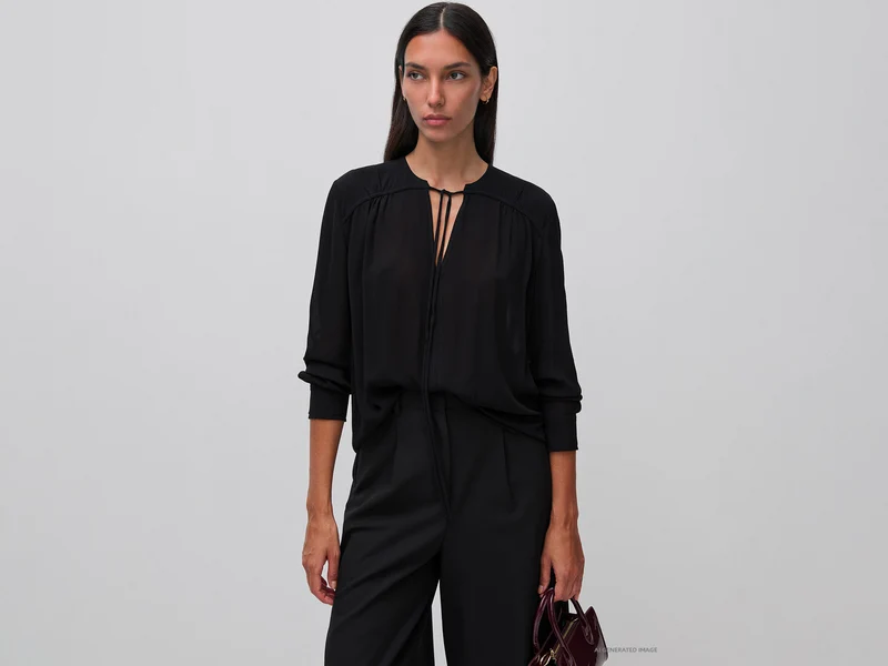Fließende Bluse mit Krawatte