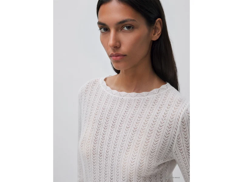 Ultraleichter Pullover aus Wollmischung mit Lochmuster
