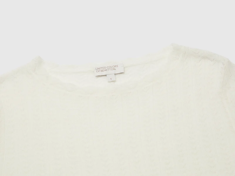 Ultraleichter Pullover aus Wollmischung mit Lochmuster