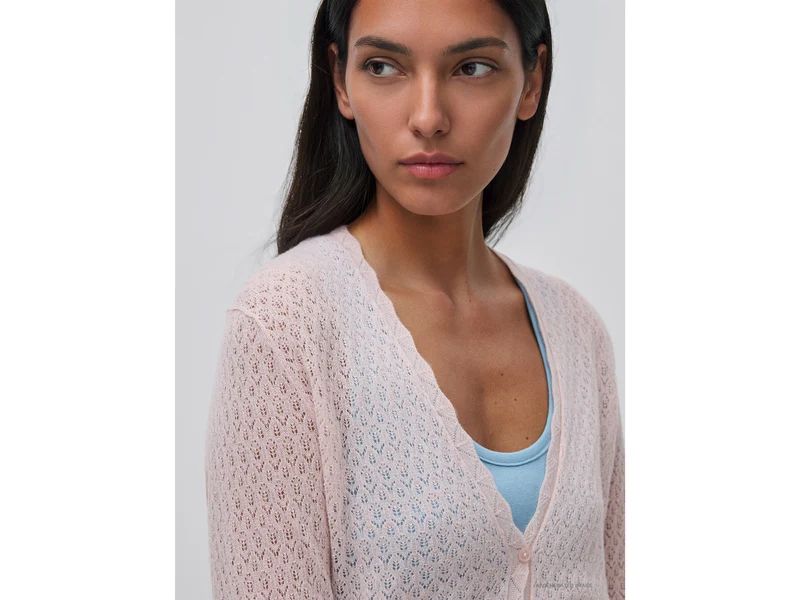 Perforierte Strickjacke aus ultraleichtem Wollmischgewebe