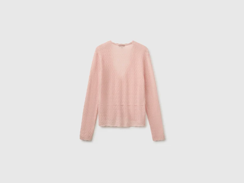 Perforierte Strickjacke aus ultraleichtem Wollmischgewebe