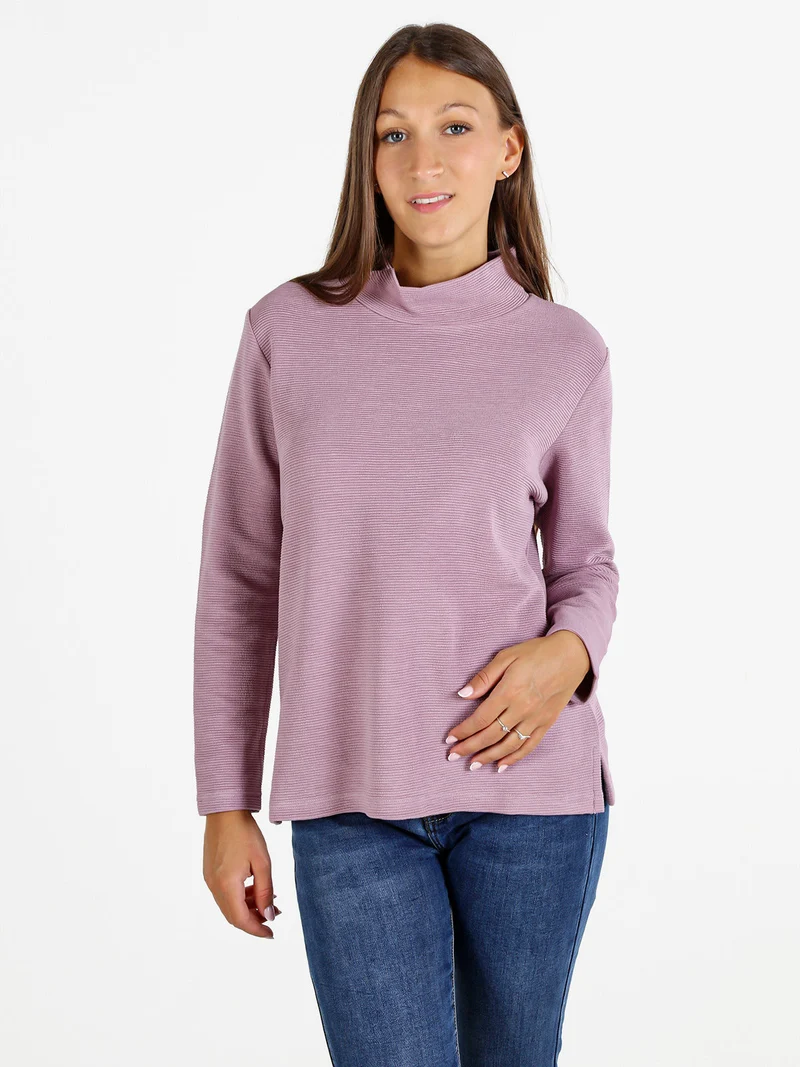 Maglia donna a maniche lunghe accollata - rosa