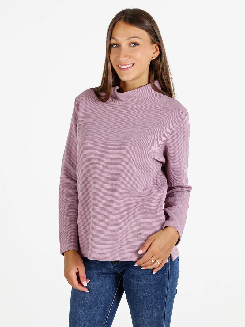 Maglia donna a maniche lunghe accollata - rosa