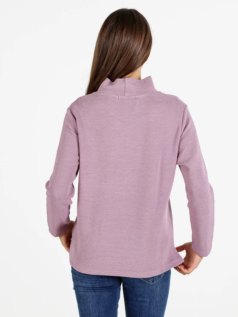 Maglia donna a maniche lunghe accollata - rosa