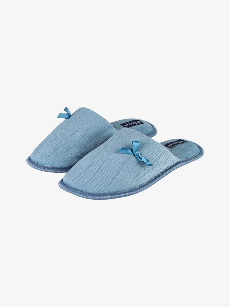 Pantofole invernali da donna in tessuto - azzurro
