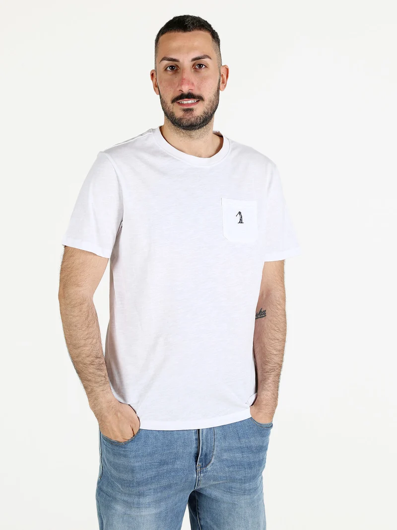 T-shirt uomo in cotone con taschino - bianco