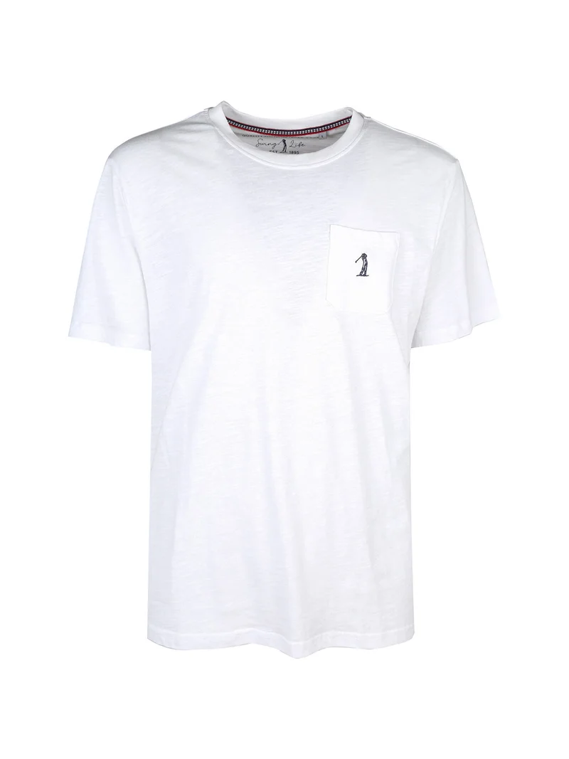 T-shirt uomo in cotone con taschino - bianco