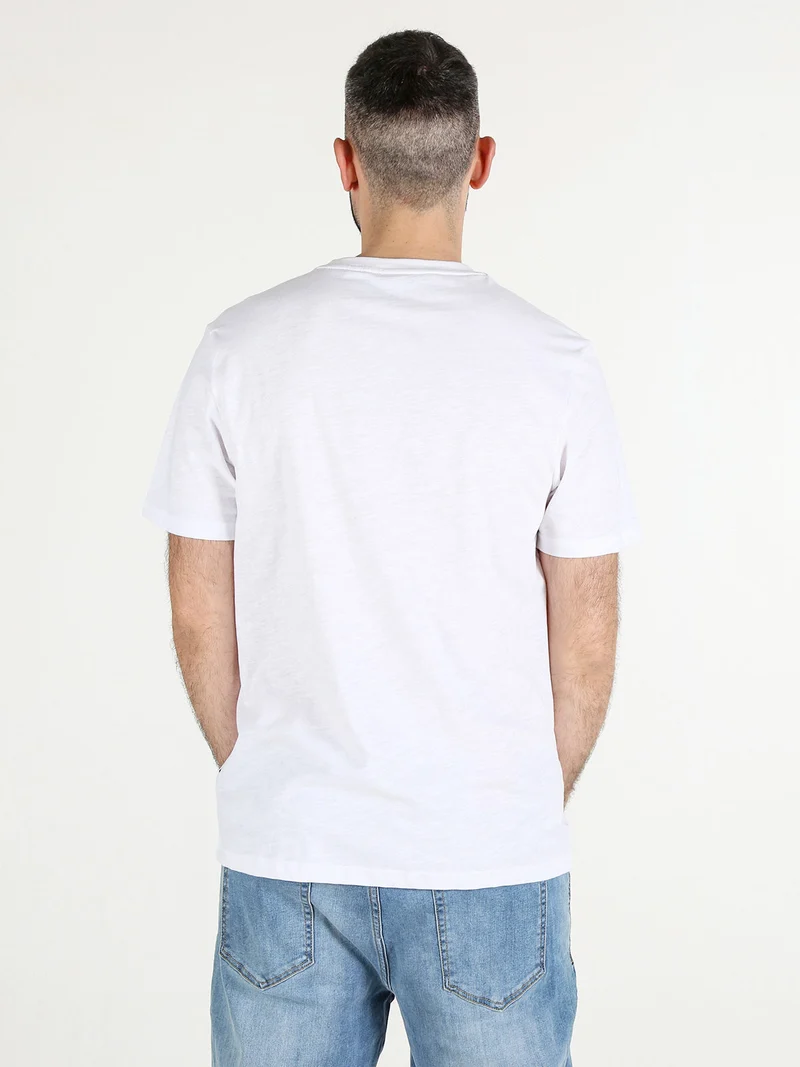 T-shirt uomo in cotone con taschino - bianco