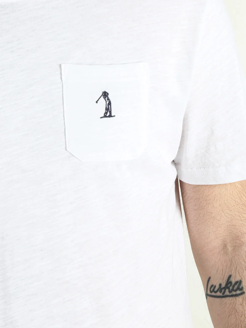 T-shirt uomo in cotone con taschino - bianco