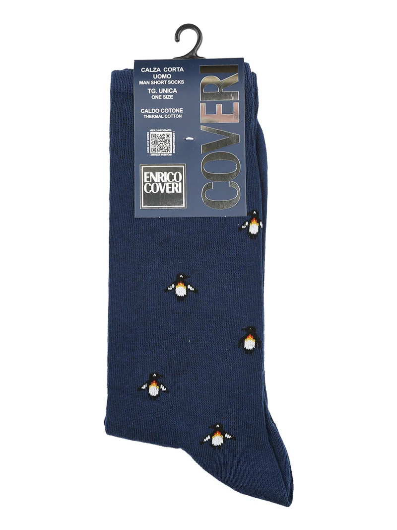 Calze corte da uomo in caldo cotone con stampe disegni - blu