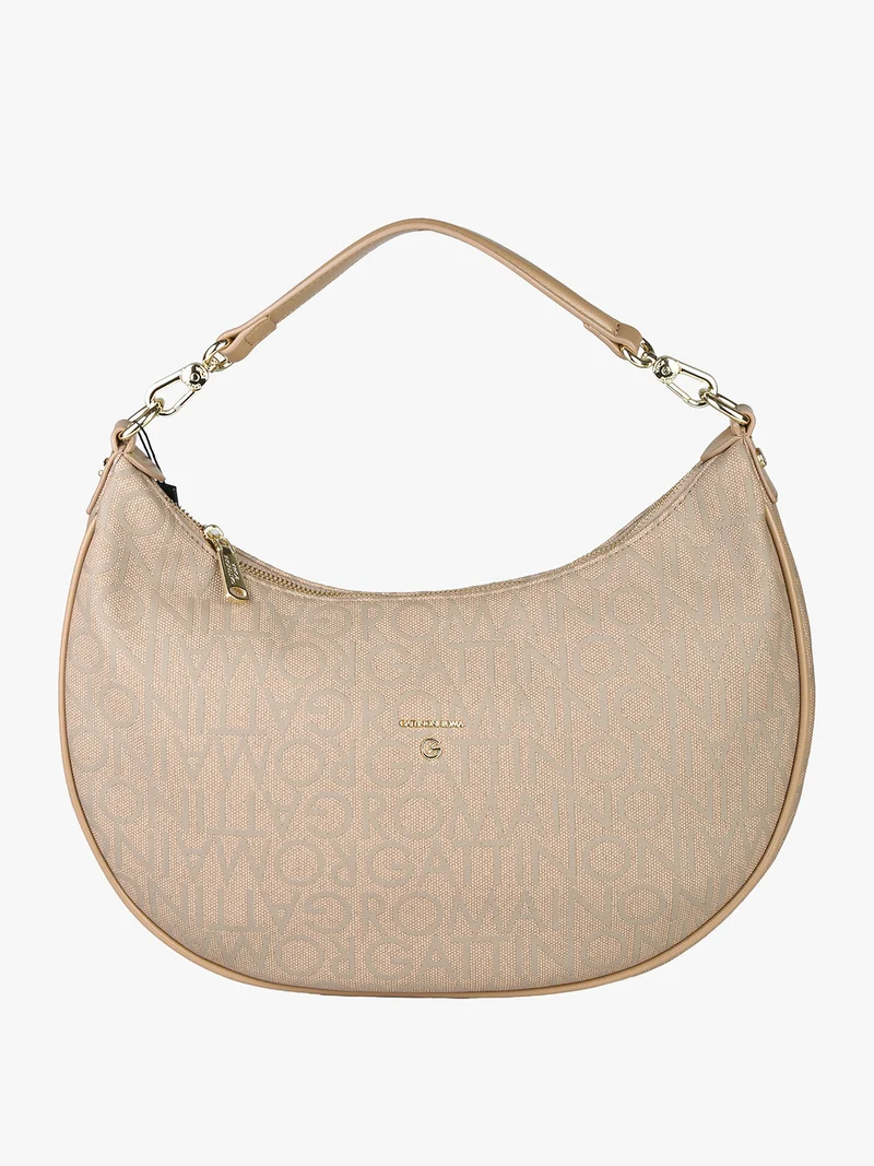 Borsa donna con stampe logo - taupe